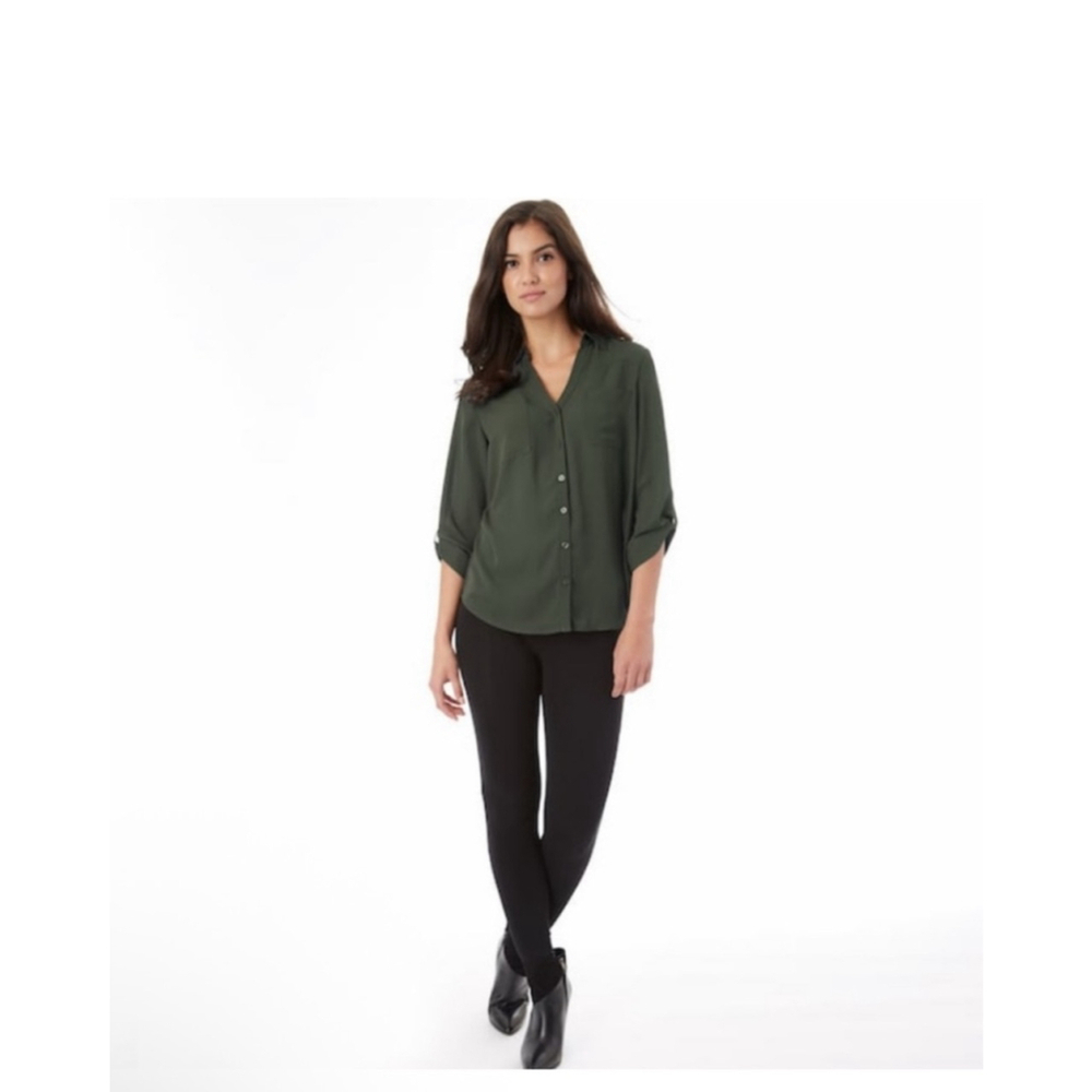 IZ BYER Olive Green Button Down Shirt Women's Small